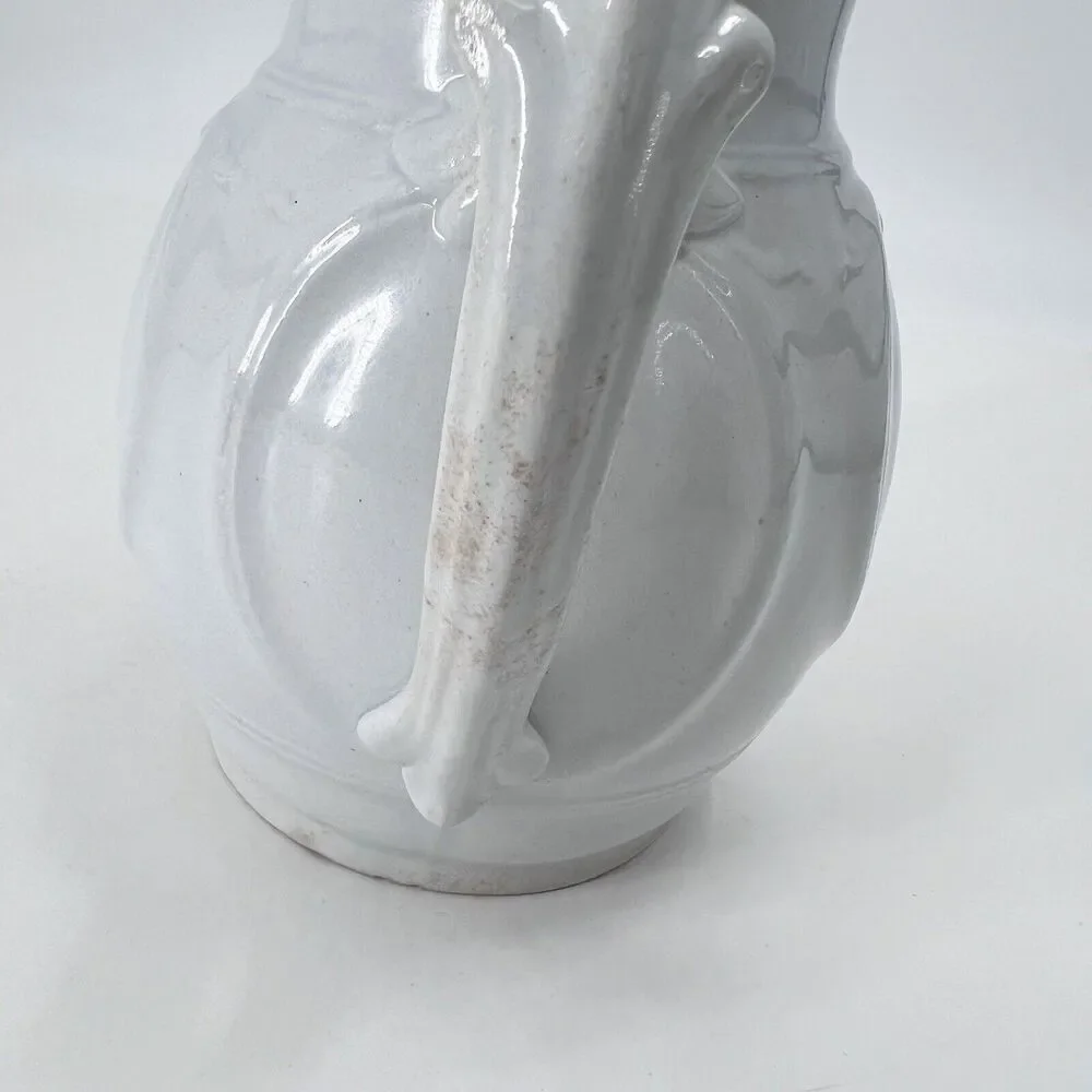 Antique Victorian White Ironstone China Teapot Cottage Farmhouse Decor